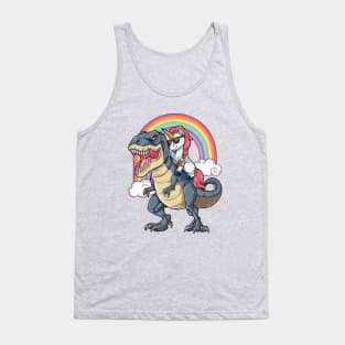 Unicorn Riding Dinosaur Tank Top